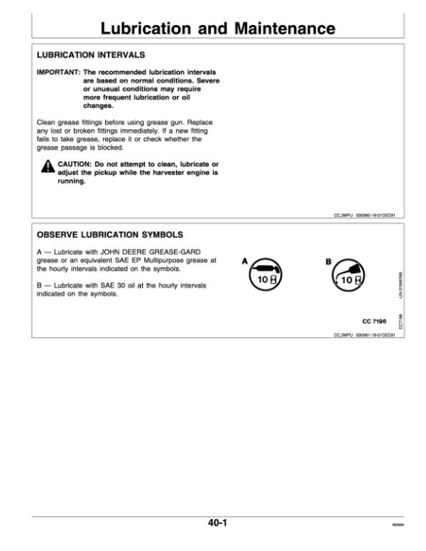 John Deere 630, 645 Windrow Pickup Operator’s Manual (OMCC42124) Workshop Guide