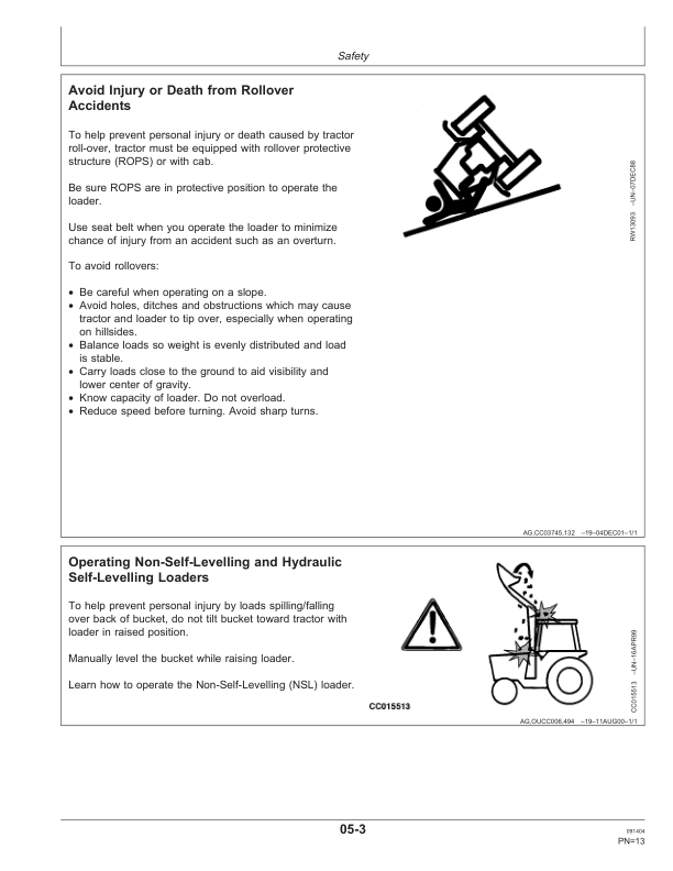 John Deere 531, 551, 631, 651, 661, 731, 751, 746 Loaders Operator’s Manual (OMCC58296) Workshop Guide
