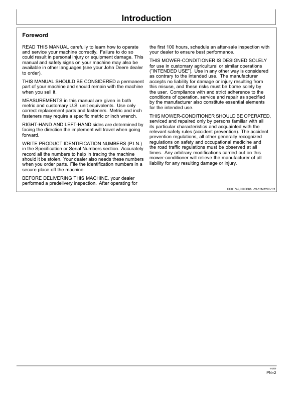 John Deere 488 Mower Conditioners Operator’s Manual (OMCC58893) Workshop Guide