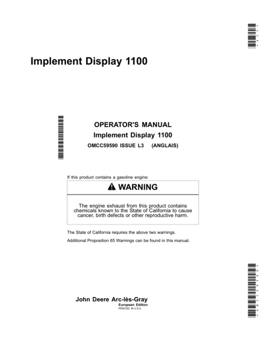 John Deere Implement Display 1100 Operator’s Manual (OMCC59590) Workshop Guide