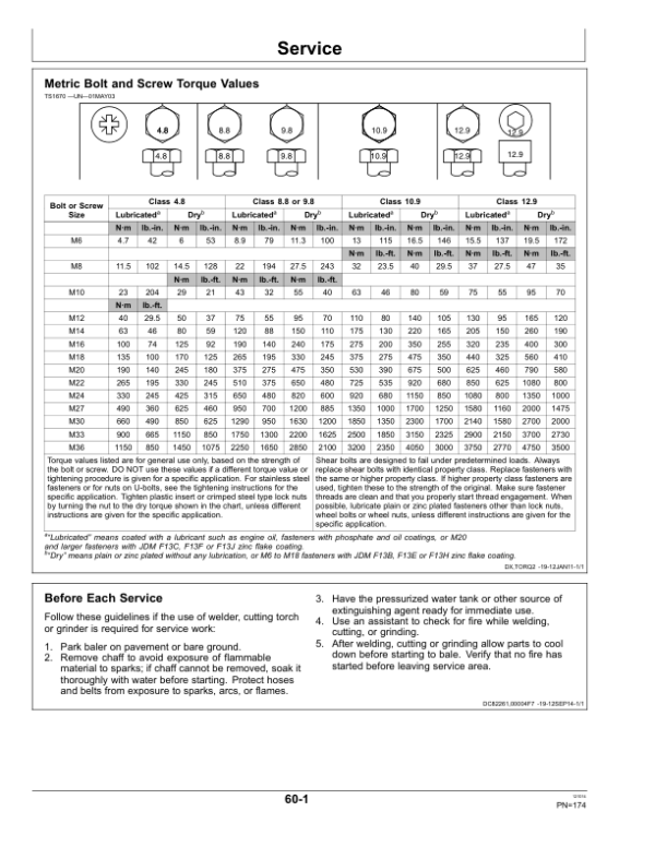 John Deere 960, 990 Round Balers Operator’s Manual (OMCC59637) Workshop Guide