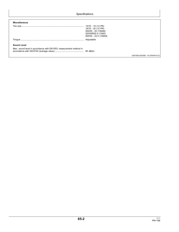 John Deere 9YG-1.25 ISOBUS Round Baler (F441R) Operator’s Manual (OMCC60338) Workshop Guide