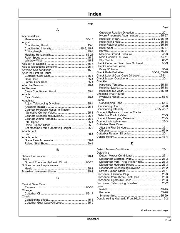 John Deere F310R, F350R Mower-Conditioners Operator’s Manual (OMCC60580) Workshop Guide