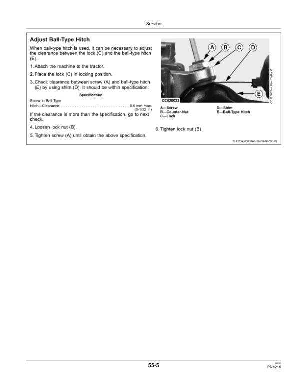 John Deere C451R, C461R Wrapping Balers (239900-) Operator’s Manual (OMCC61572) Workshop Guide