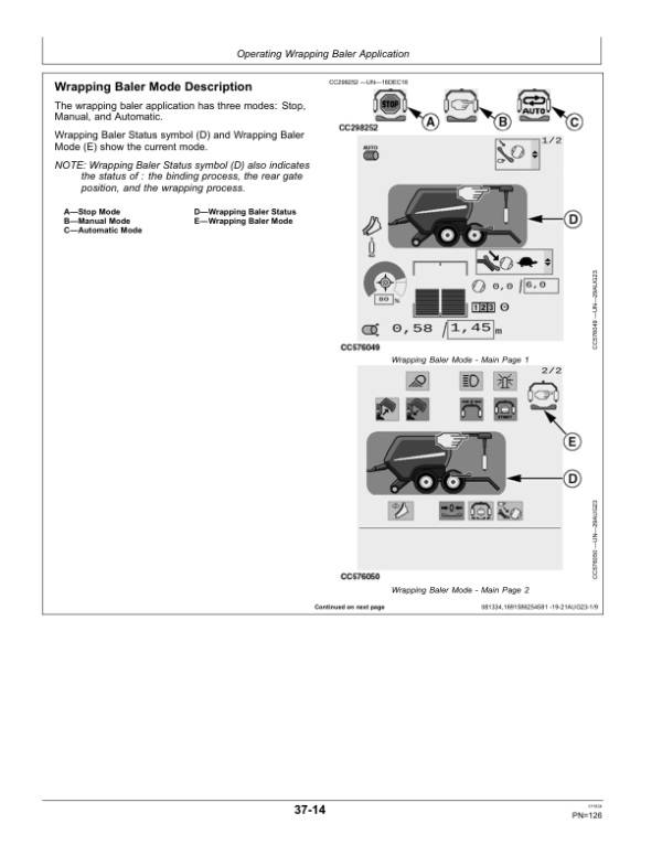 John Deere C451R, C461R Wrapping Balers (239900-) (North American) Operator’s Manual (OMCC61601) Workshop Guide