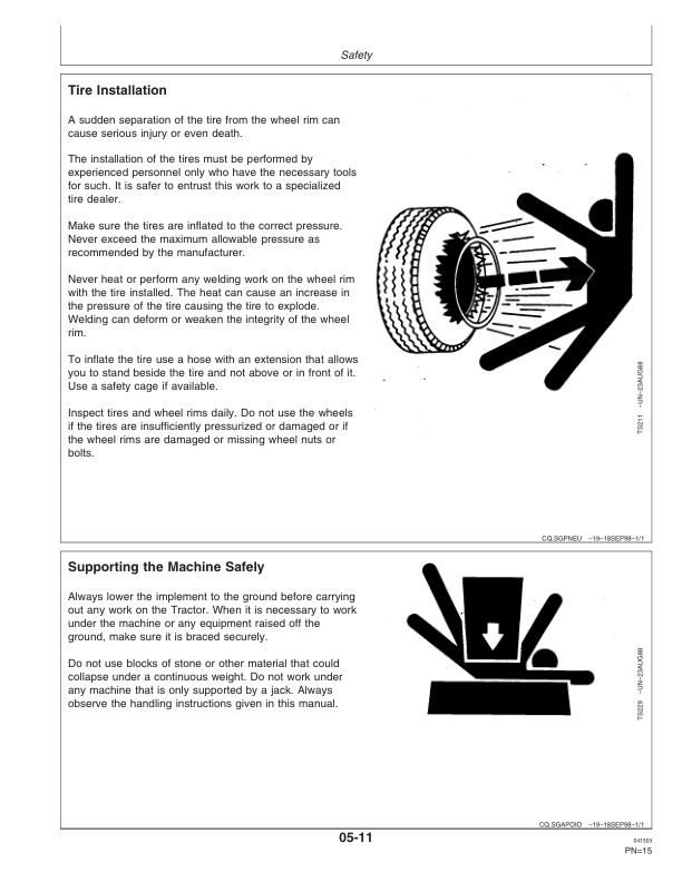 John Deere 6405, 6605 Tractors Operator’s Manual (OMCQ52034) Workshop Guide