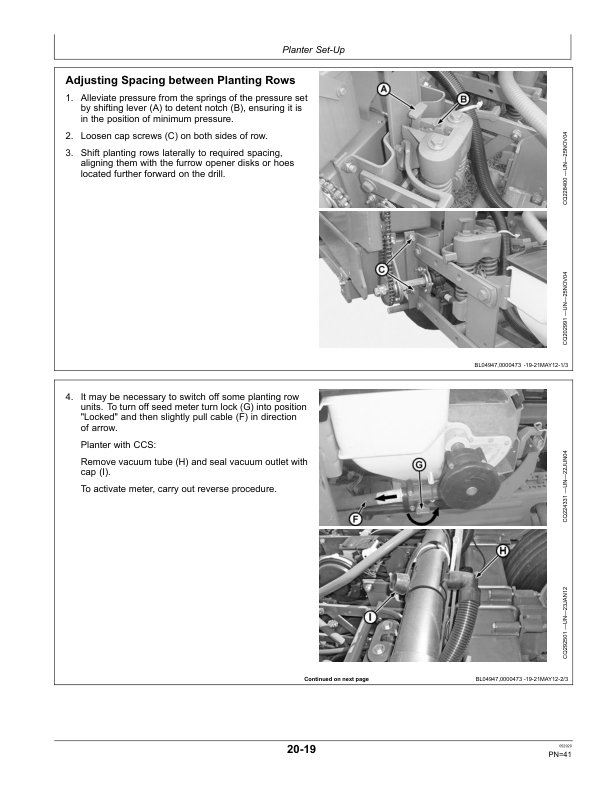 John Deere 2109, 2111, 2113, 2115, 2117, 2122, 2126, 2130, 2134 VACUMETER, Radial Seed Meter, Radial Bean Meter Planters (000001-099999) Operator’s Manual (OMCQ61756) Workshop Guide