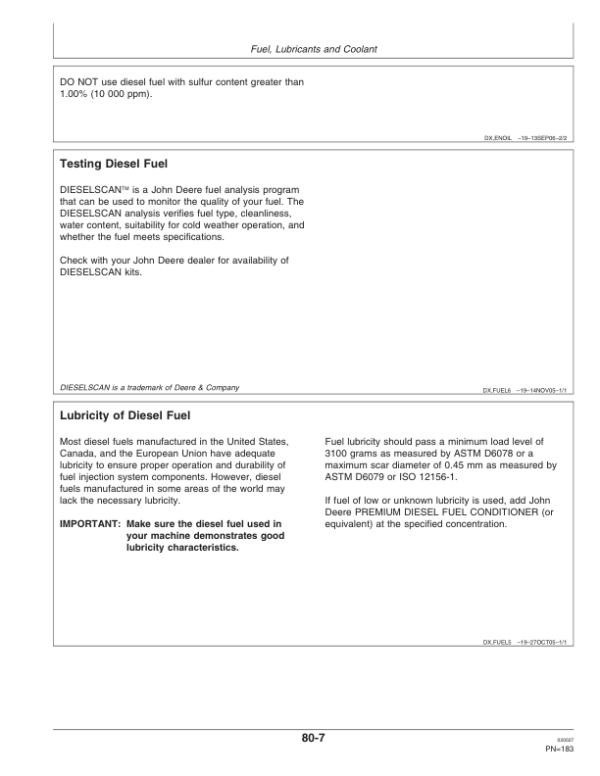 John Deere 1450CWS Combine Operator’s Manual (OMCQ72746) Workshop Guide