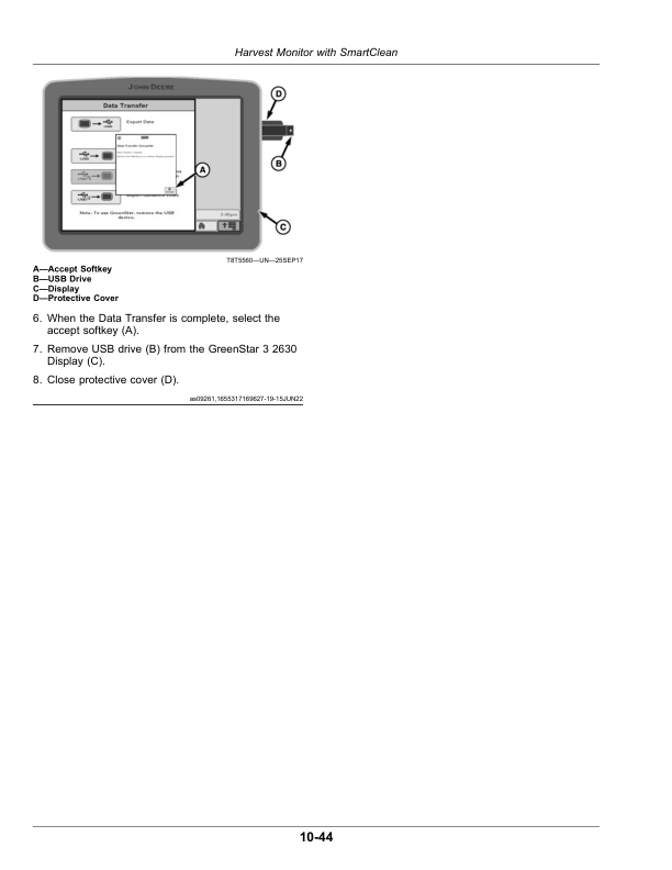 John Deere Harvest Monitor with SmartClean (Worldwide Edition) Operator’s Manual (OMCXT35579E) Workshop Guide
