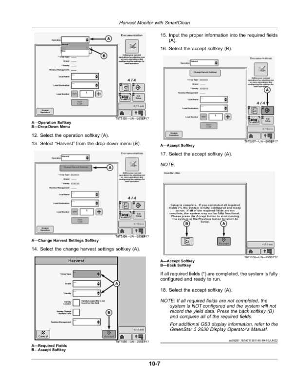 John Deere Harvest Monitor with SmartClean (Worldwide Edition) Operator’s Manual (OMCXT35579) Workshop Guide