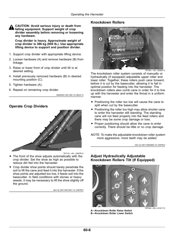 John Deere CH570, CH670 Sugar Cane Harvesters (250001 —) Operator’s Manual (OMCXT42509) Workshop Guide