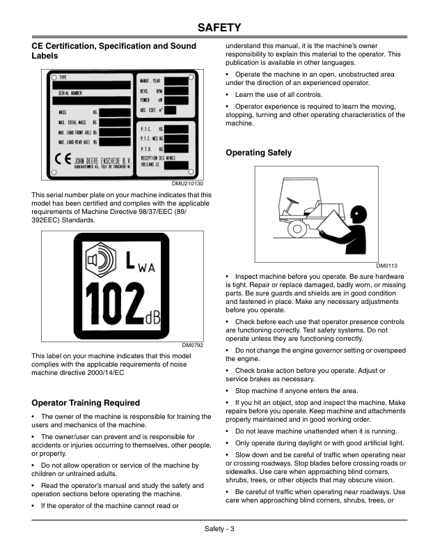 John Deere 500 Professional Lawnmower (520235-) Operator’s Manual (OMDMU210240) Workshop Guide
