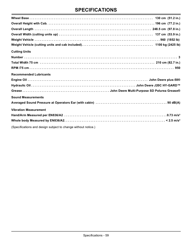 John Deere 900 Large Area Reel Mower Operator’s Manual (OMDMU210260) Workshop Guide