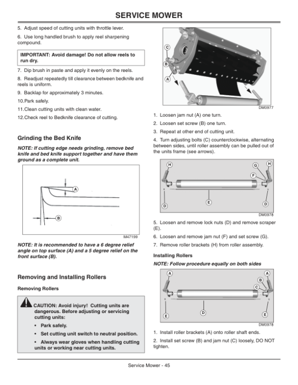 John Deere 1203 Large Reel Mower Operator’s Manual (OMDMU210516) Workshop Guide