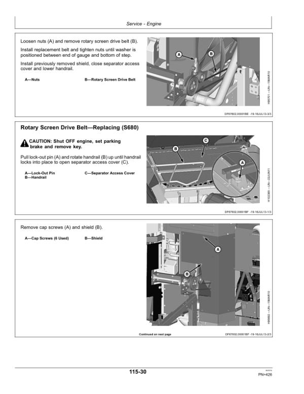 John Deere S660, S670, S680 Combines Operator’s Manual (OMDQ101266) Workshop Guide