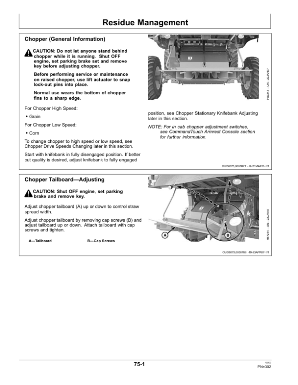 John Deere S540, S550 Combines (South American Edition) Operator’s Manual (OMDQ101825) Workshop Guide