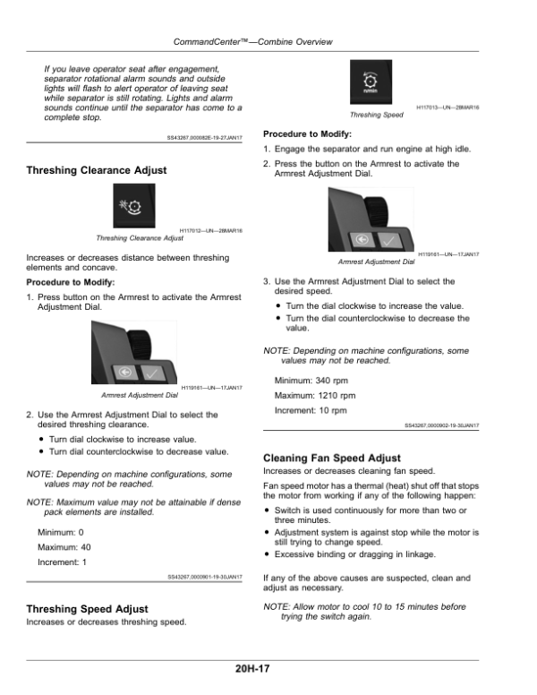 John Deere S430, S440 Combines (Onscreen Help) (150100-) Operator’s Manual (OMDQ102232) Workshop Guide
