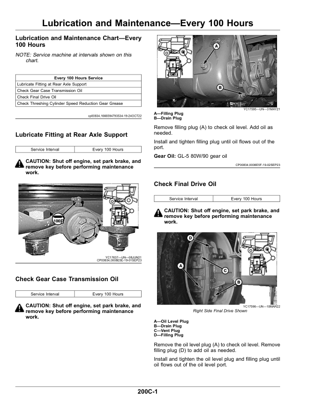 John Deere C2 400 Grain Combine Corn Harvester Operator’s Manual (OMDX23765) Workshop Guide