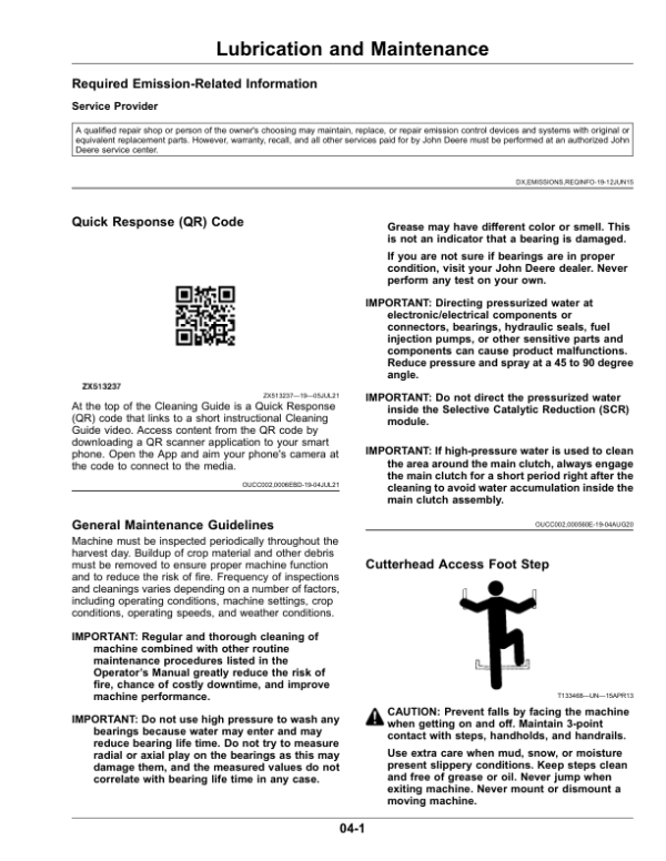 John Deere 8100, 8200, 8300, 8400, 8500, 8600 Self-Propelled Forage Harvesters (622000-) (European Edition) Operator’s Manual (OMDXE10383) Workshop Guide
