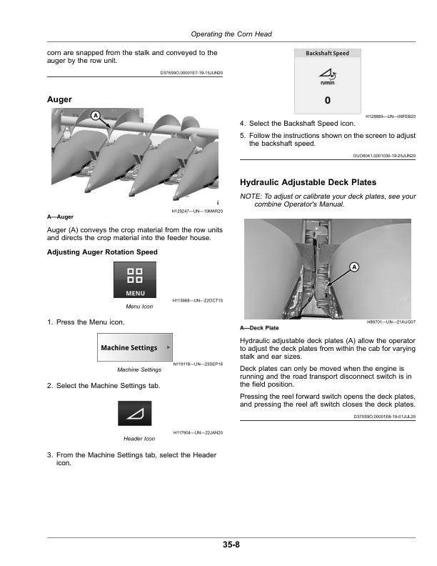 John Deere C6R, C8R, C12R, C16R, C18R Rigid Corn Heads (820001-) (Export Edition) Operator’s Manual (OMDXE10802) Workshop Guide