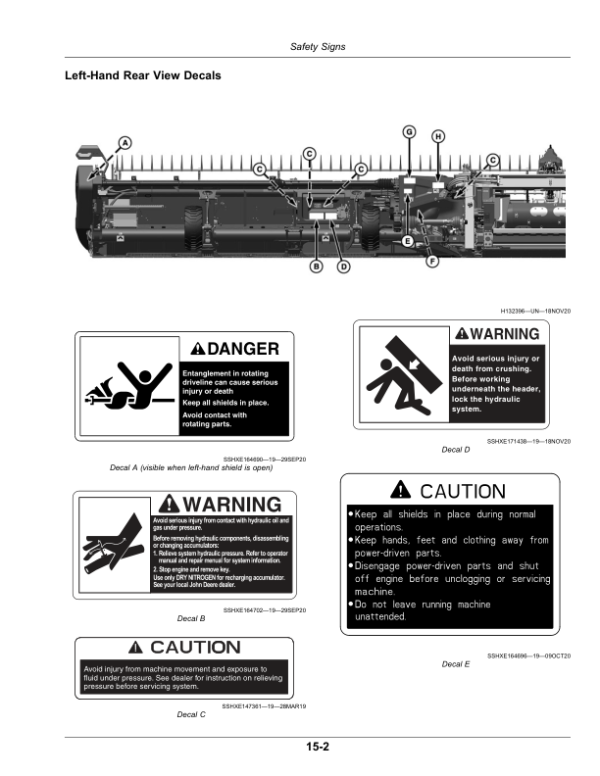 John Deere HD35R, HD40R, HD45R, HD50R Hinged Drapers (820001-) (North American) Operator’s Manual (OMDXE10983) Workshop Guide