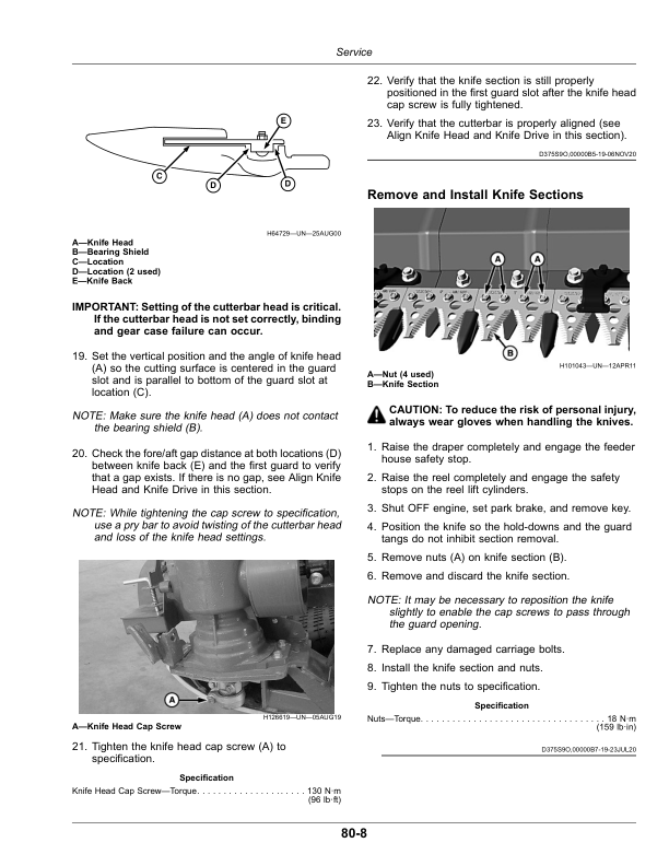 John Deere HD35X, HD40X, HD45X Extended Hinged Drapers (820001-) (Export Edition) Operator’s Manual (OMDXE11218) Workshop Guide