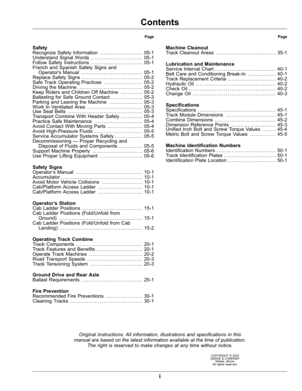 John Deere Tracks (825001-) (Export Edition) Operator’s Manual (OMDXE12248) Workshop Guide