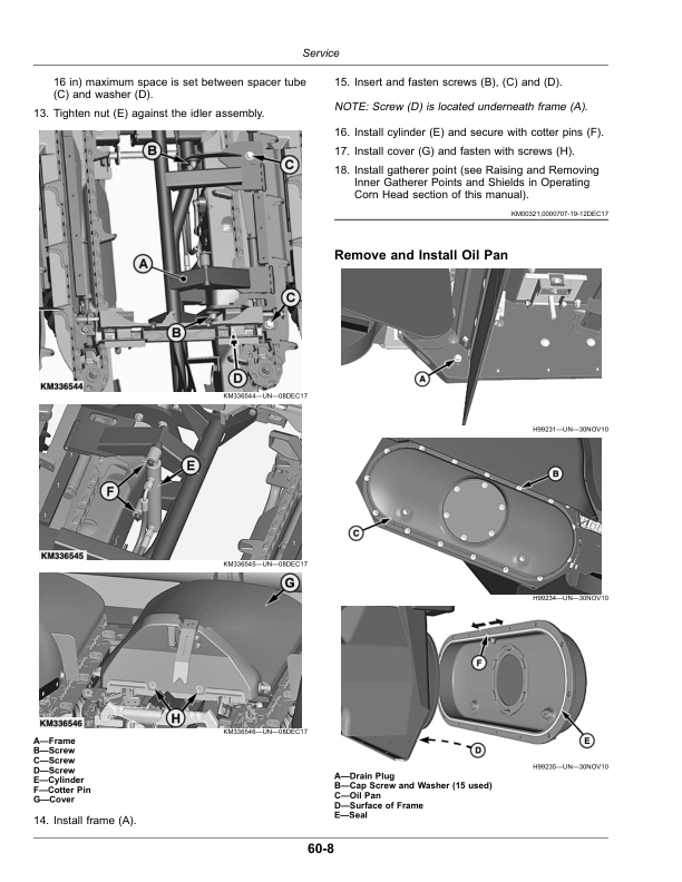 John Deere C8F Folding Corn Head (820001-) (Export Edition) Operator’s Manual (OMDXE12851) Workshop Guide