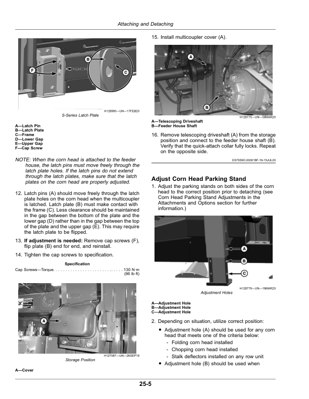 John Deere C12F, C16F, C18F Folding Corn Heads (Export Edition) (830001-) Operator’s Manual (OMDXE13199) Workshop Guide