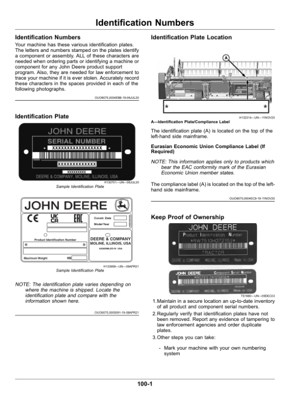 John Deere HD35 – HD50 F, R Hinged Drapers, HD35X – HD45X Extended Hinged Drapers (North American) (830001-) Operator’s Manual (OMDXE13222) Workshop Guide