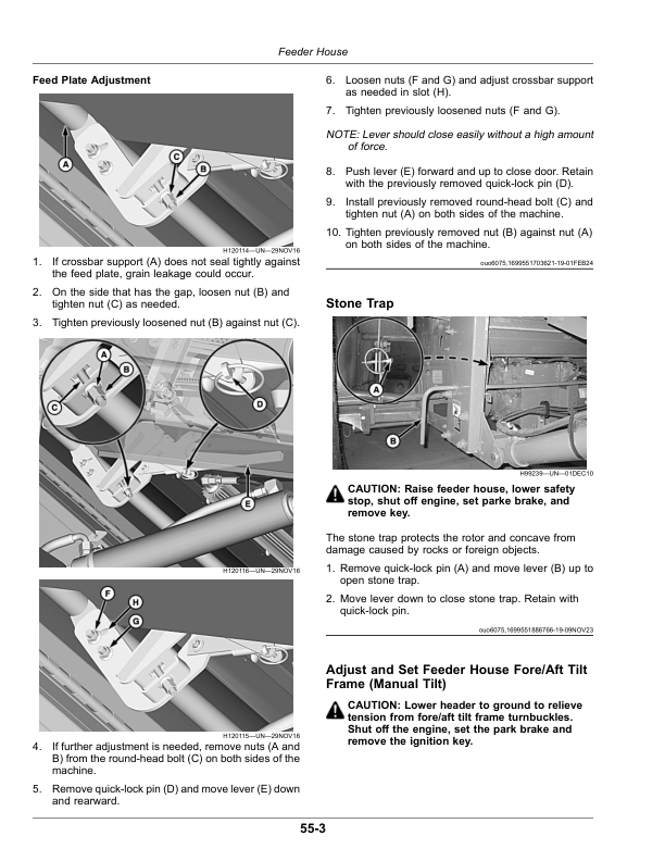 John Deere S7 600, S7 700 Combines (145000-) (China) Operator’s Manual (OMDXE14260TC) Workshop Guide