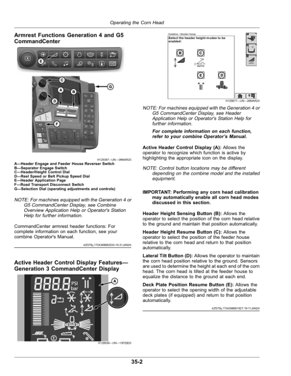John Deere CR 6, CR 8, CR 12, CR 16, CR 18 Rigid Corn Heads (North American) Operator’s Manual (OMDXE14961) Workshop Guide