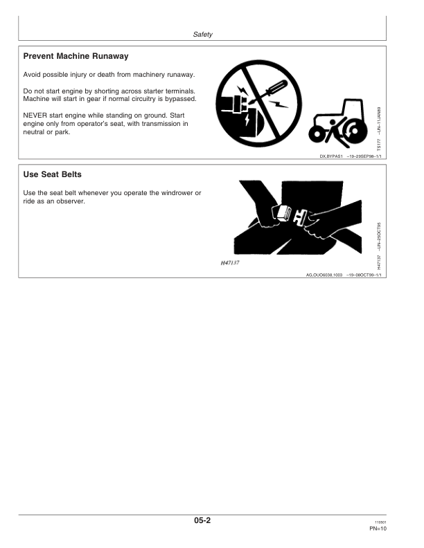 John Deere 4895 Self-Propelled Windrower (-180000) Operator’s Manual (OME125409) Workshop Guide