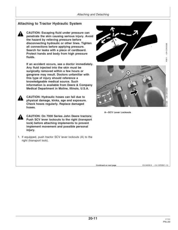John Deere 946, 956 Center Pivot Rotary Mower Conditioners (000001-310000) Operator’s Manual (OME126908) Workshop Guide