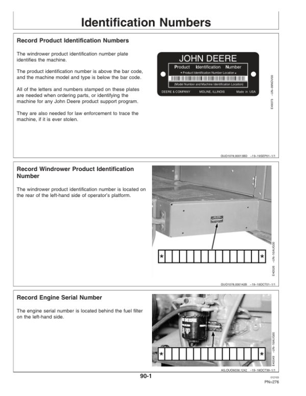 John Deere 4995 Sef-Propelled Windrower Operator’s Manual (OME127799) Workshop Guide