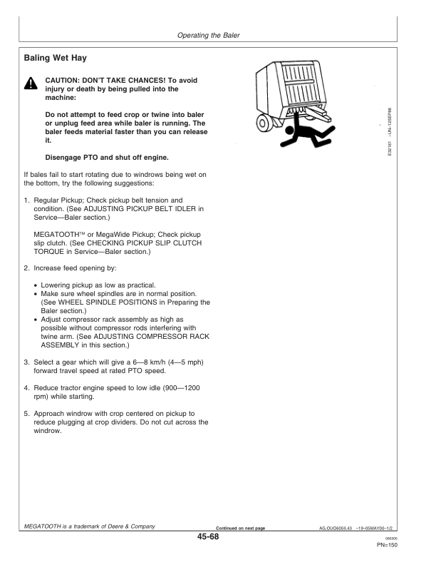 John Deere 467, 467S, 567 Round Balers (320001-) Operator’s Manual (OME131360) Workshop Guide
