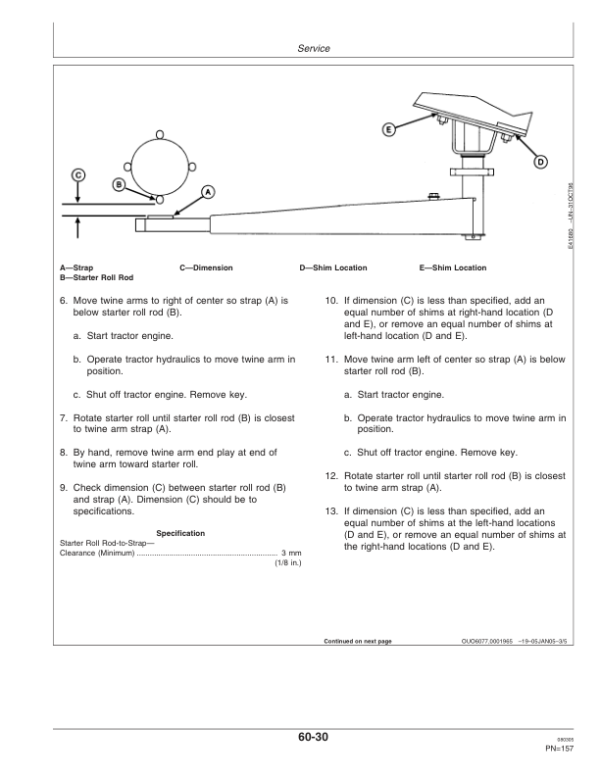 John Deere 457 Standard Round Baler (320001-) Operator’s Manual (OME131367) Workshop Guide