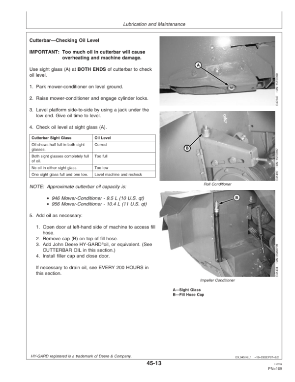 John Deere 946, 956 Center Pivot Rotary Mower Conditioners (310001-349999) Operator’s Manual (OME131742) Workshop Guide