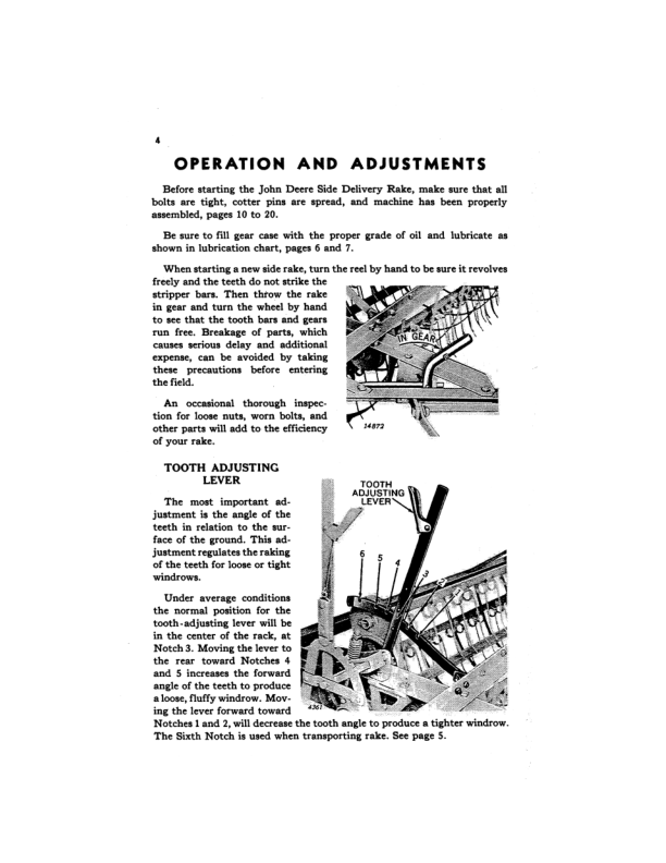 John Deere Side Delivery Rake No. 594LW Operator’s Manual (OME15255) Workshop Guide