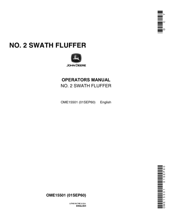 John Deere No. 2 Swath Fluffer Operator’s Manual (OME15501) Workshop Guide