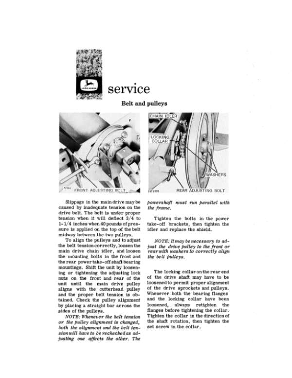John Deere No. 6 Forage Harvester Operator’s Manual (OME19682) Workshop Guide
