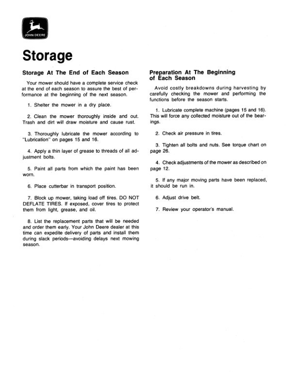 John Deere 350, 450 Mowers Operator’s Manual (OME58660) Workshop Guide