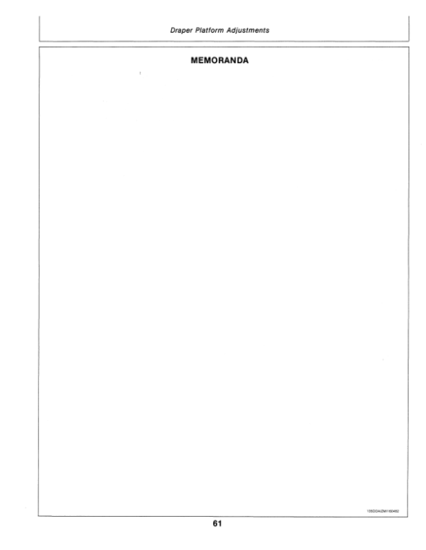 John Deere 135 Draper Platform – 35, 65 Hay Conditioner Operator’s Manual (OME70752) Workshop Guide
