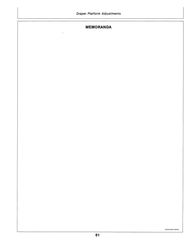John Deere 135 Draper Platform – 35, 65 Hay Conditioner Operator’s Manual (OME70752) Workshop Guide