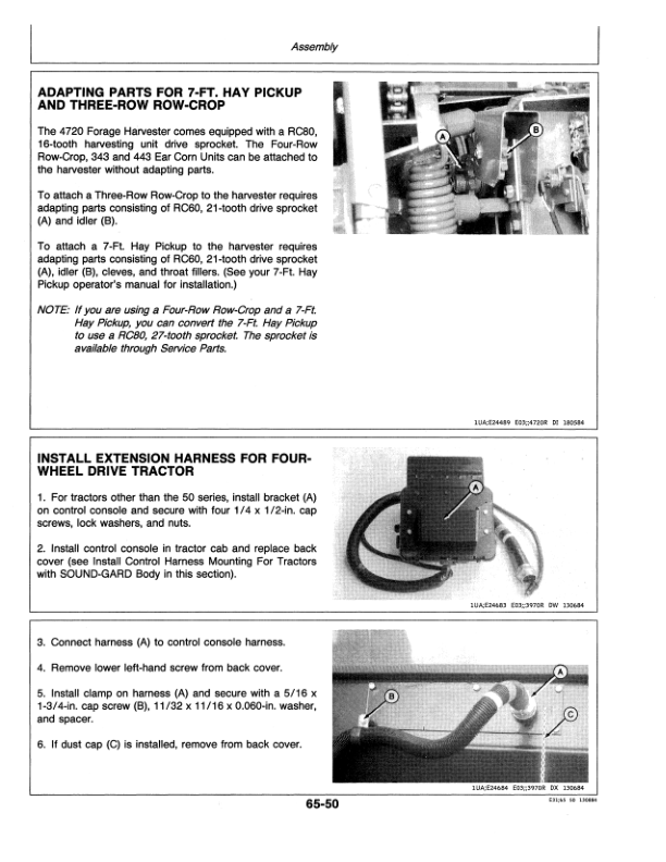 John Deere 4720 Forage Harvester Operator’s Manual (OME73382) Workshop Guide
