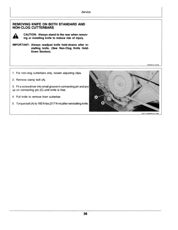 John Deere 6-, 12-Ft. Mower Bars For Forage Harvester Operator’s Manual (OME73483) Workshop Guide