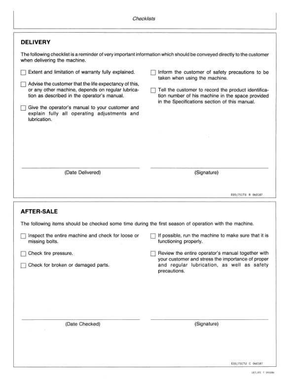 John Deere 731, 751 Hay Tedders Operator’s Manual (OME78049) Workshop Guide