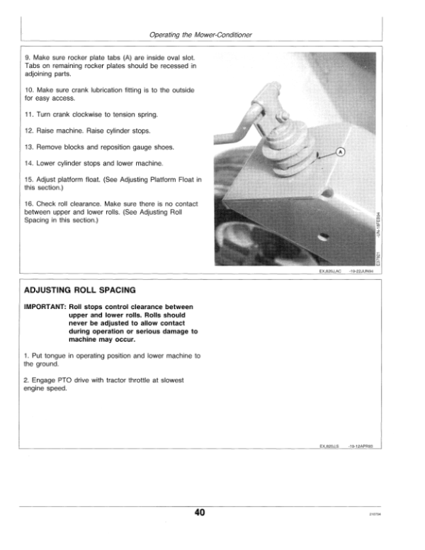 John Deere 820 Mower Conditioner (960001- ) Operator’s Manual (OME85075) Workshop Guide