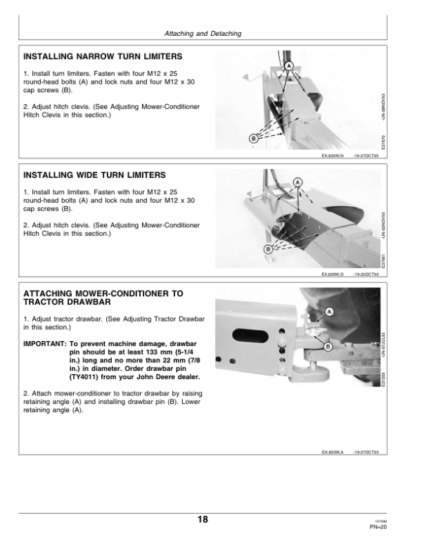 John Deere 920, 930 Rotary Impeller Mower Conditioner Operator’s Manual (OME85087) Workshop Guide