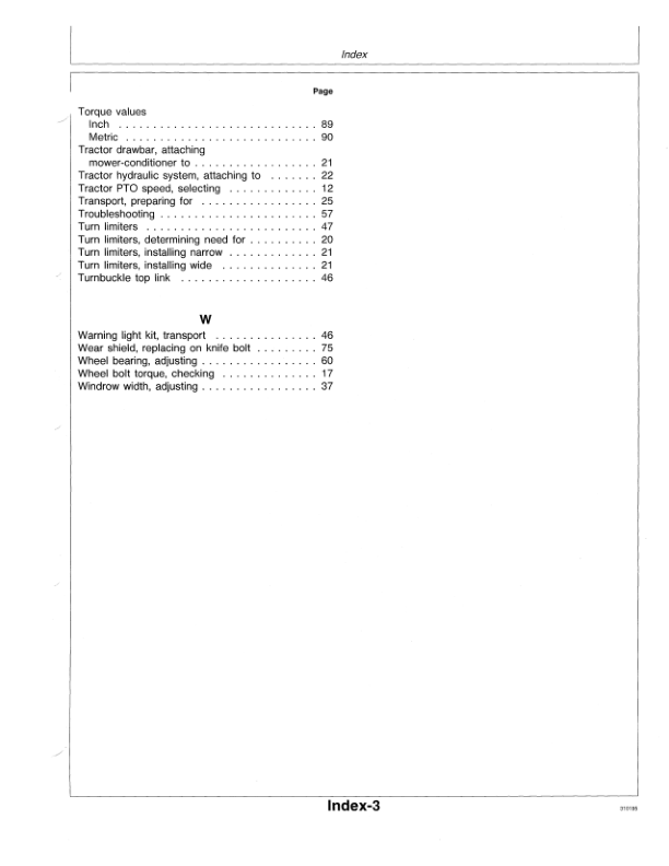 John Deere 920, 930 Rotary Impeller Mower Conditioner Operator’s Manual (OME86462) Workshop Guide